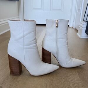 Billini White Pointed Toe Ankle Booties with Side Zip